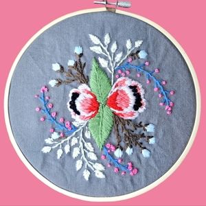 6" embroidery home decor accent floral